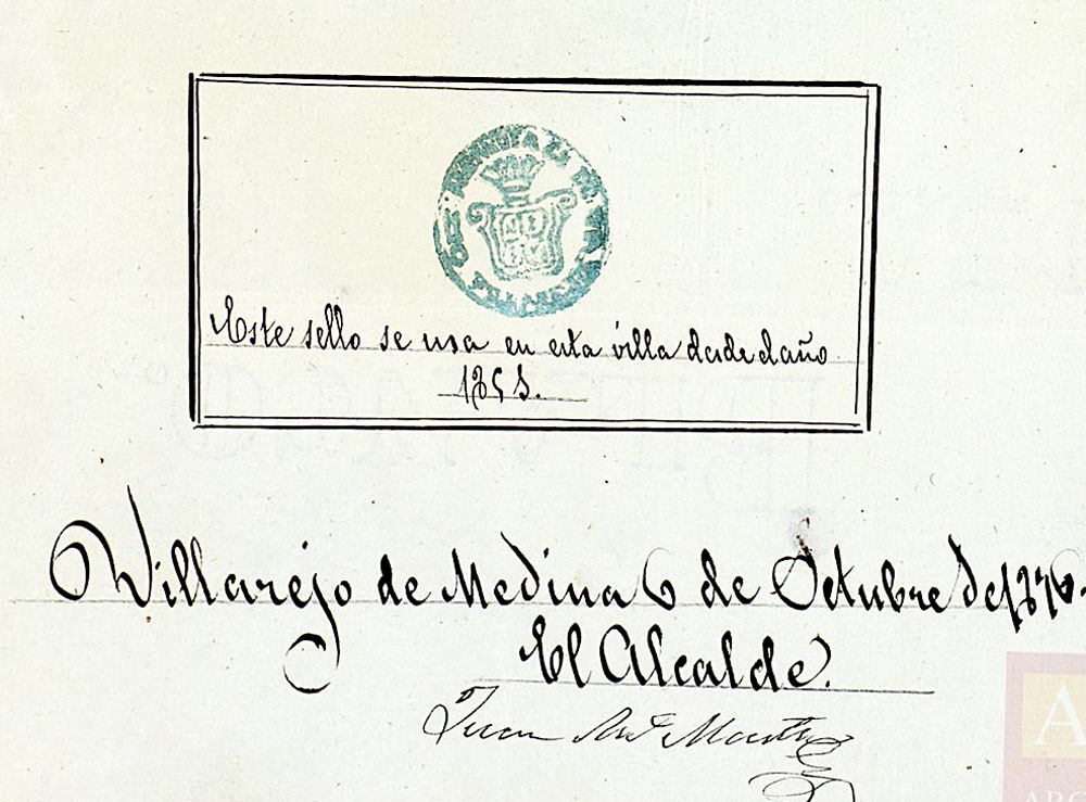 Sello de Villarejo de Medina del año 1891